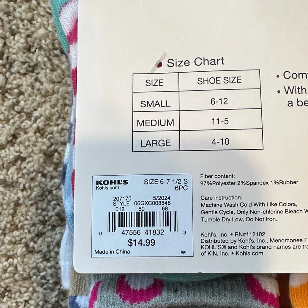 NWT SO Girls' Colorful Animal Crew Socks Set fits shoe size 6-12 toddler